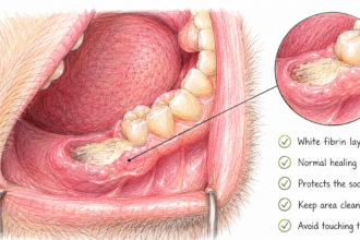 White Fibrin Film Over the Socket
