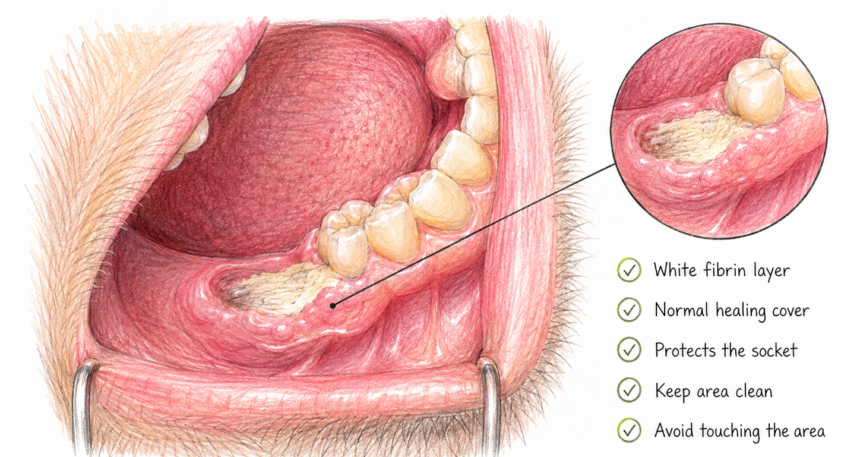 White Fibrin Film Over the Socket